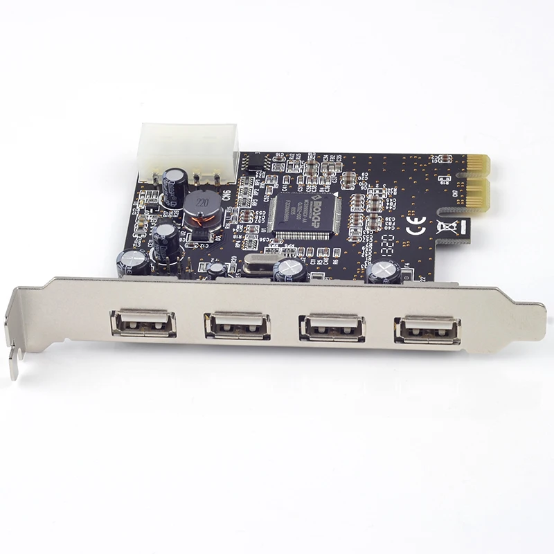 USB 2,0 PCIE PCI-Express x1 карта 4 внешних порта USB2.0 мощьip с 4pin блоком питания