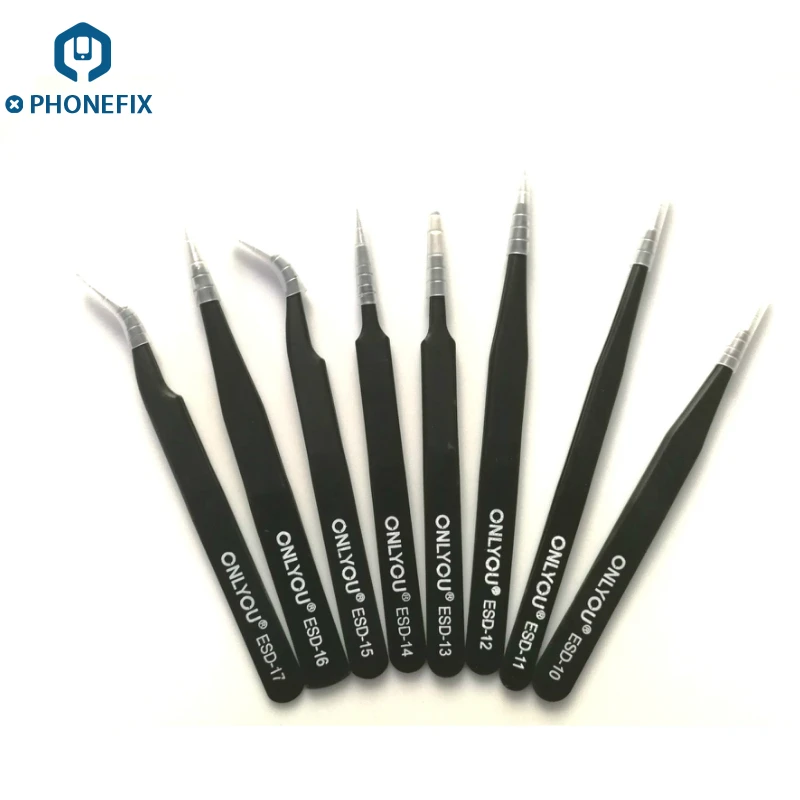 

PHONEFIX 6Pcs ESD Safe Anti-static Tweezers Set Maintenance Watch Repair Tools Kits Watch Electronics Repair Tool Set DIY Tools