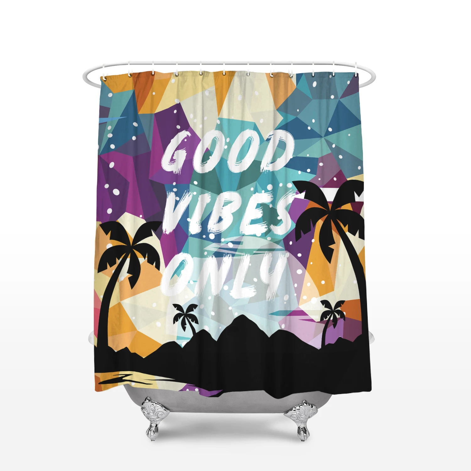 

CHARMHOME Fabric Shower Curtain Home Decor Bathroom Accessories Good Vibes Only Plant Print Waterproof Polyester Bath Curtains
