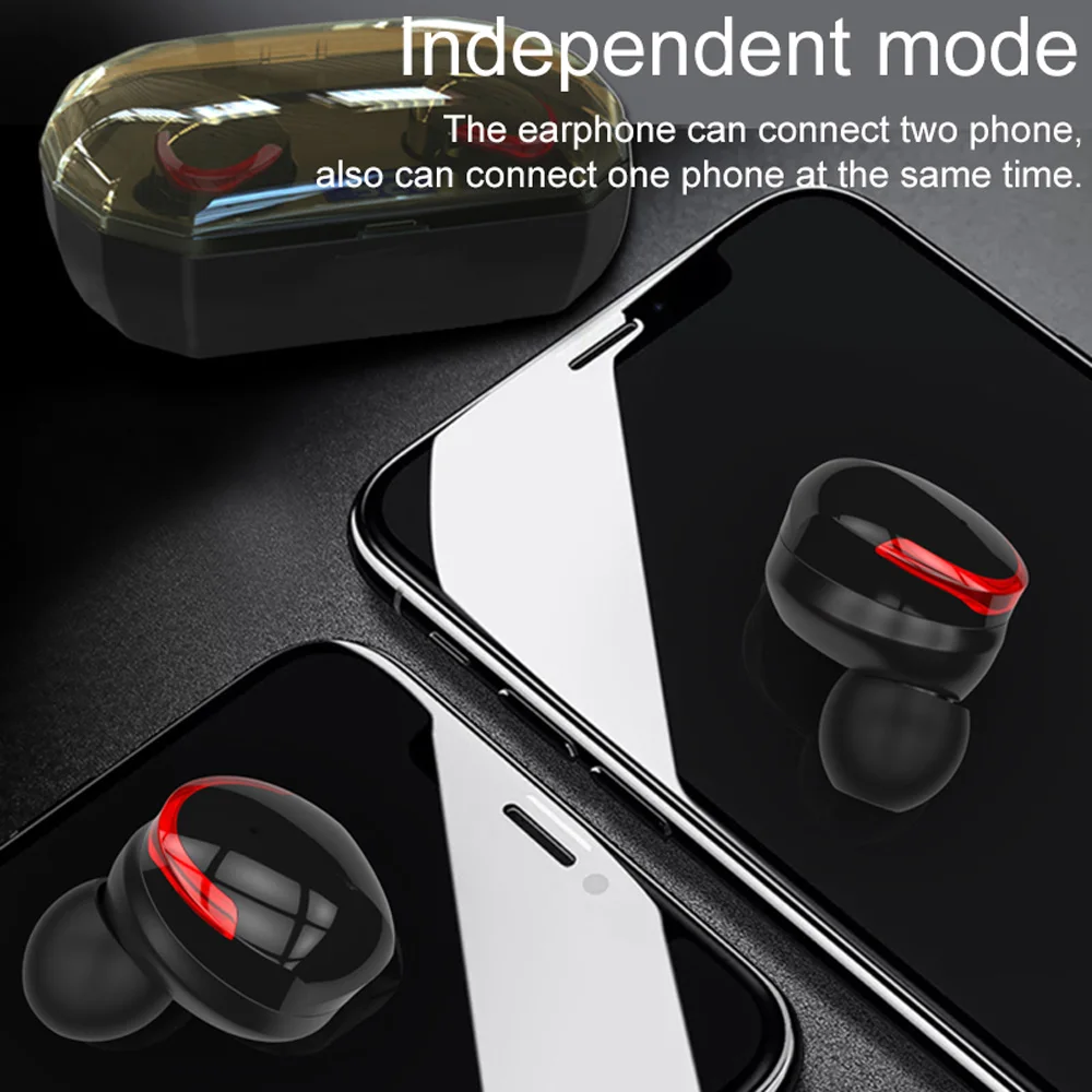 TWS R10 Bluetooth 5,0 наушники беспроводные наушники 2000 мАч Мощность с светодиодный дисплей гарнитуры HiFi спортивная Гарнитура для IOS Android
