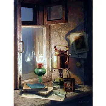 

Dropshipping 40x50cm Painting By Numbers DIY Retro light Still life Wall Art Picture Acrylic Painting For Wedding Decoration