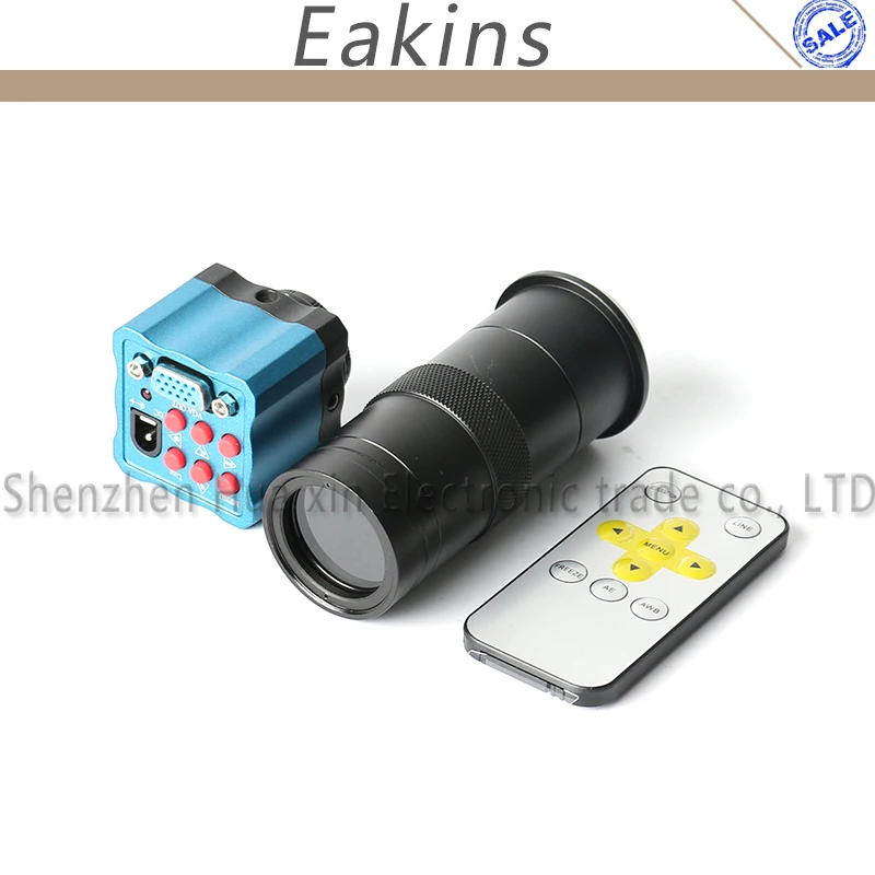 

2.0MP CMOS HD Digital IR Remote Control 100X Zoom C-mount Microscope Camera Magnifier VGA Output for PCB Lab Industry Industrial