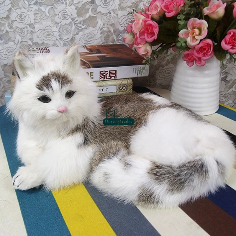 Dorimytrader cute lifelike animal lying cat plush doll soft lovely