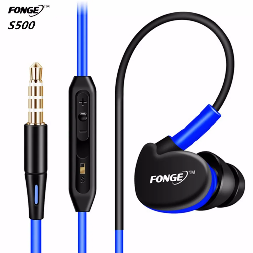 Проводная Спортивная гарнитура FONGE S500 басовые наушники с микрофоном вкладыши