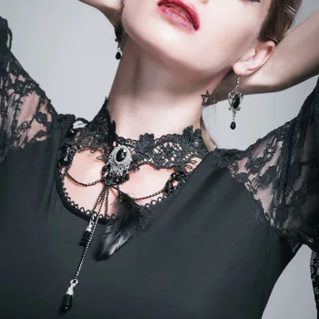 

Devil Fashion Gothic Women's Lace Steampunk Black Sexy Perspective Necklace Party Ball Gorgeous Lace Accessories