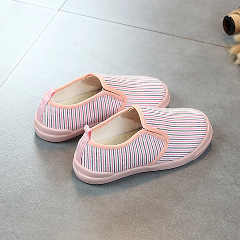 Toddler Canvas Shoes 2019 Spring Summer Boys Casual Sneakers Stripe Girls Fashion Shoes Kids Canvas Sneakers Child Slip On Shoes