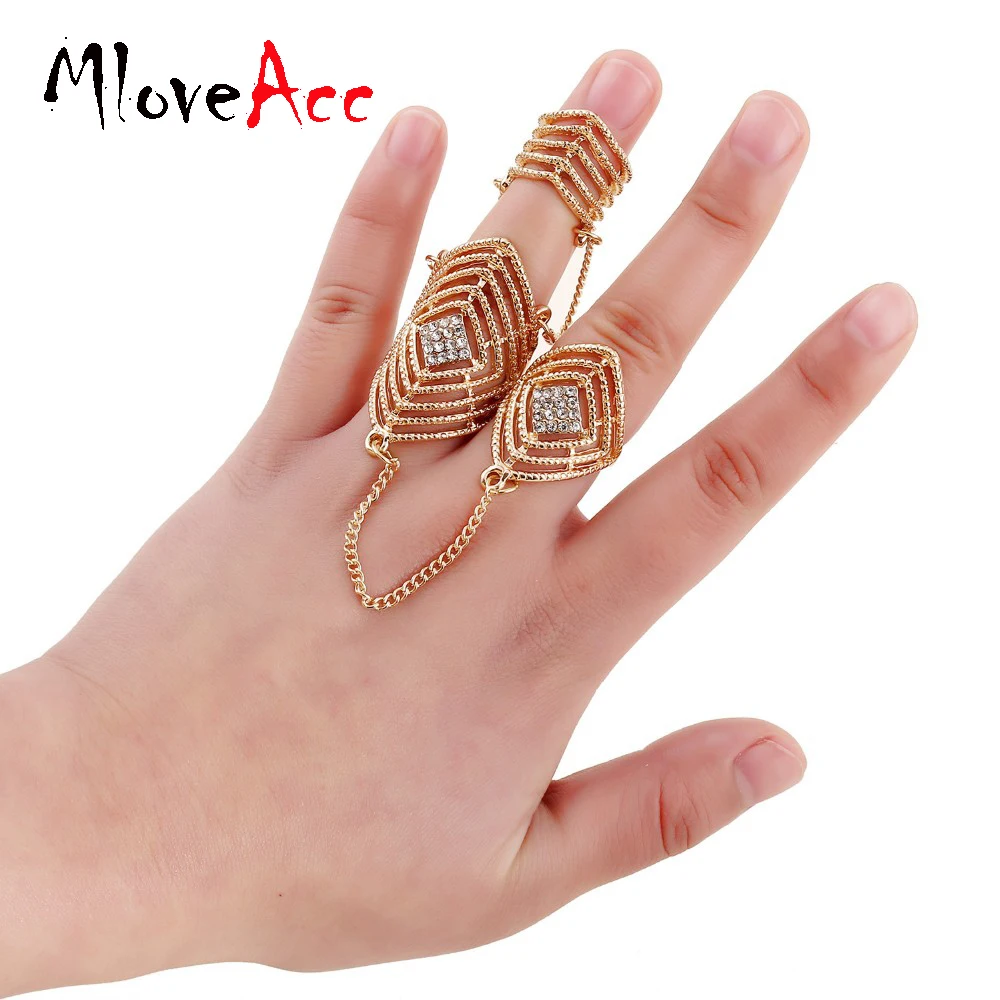 hot selling two finger ring set online shopping indian bijoux rhinestone gold plated personality jewelry chain - Sell Wedding Ring hot selling two finger ring set online shopping indian bijoux rhinestone gold plated personality jewelry chain - Sell Wedding Ring