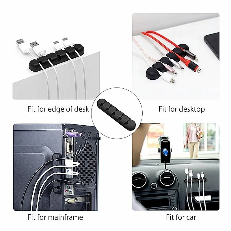 USB Cable Holder Silicone Cable Organizer Flexible Cable Winder Earphone Winder Mouse Headphone Wire Charger Desktop Management