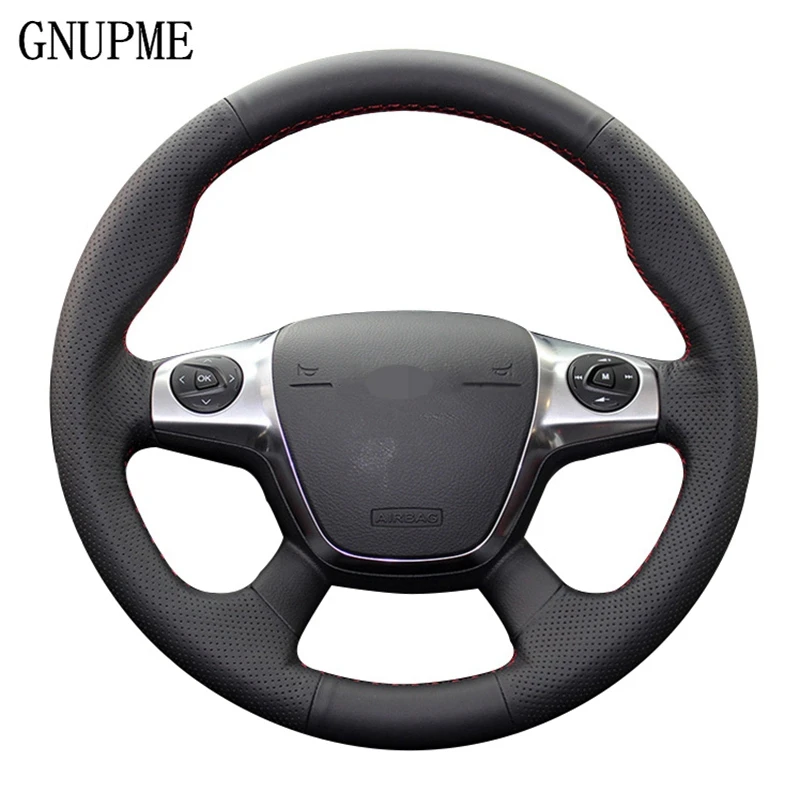 

DIY Black Soft Artificial Leather Car Steering Wheel Cover for Ford Focus 3 2012-2014 KUGA Escape 2013-2016