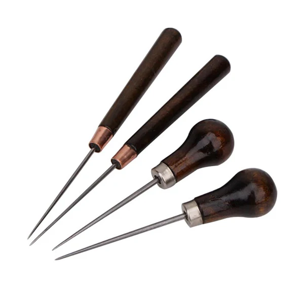 

2pcs Stitching Awl Wooden Handle DIY Leathercraft Accessories Sewing Punch Tool