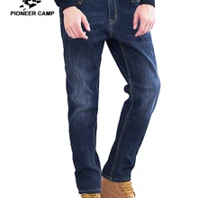 Пионерский лагерь зимние толстые джинсы Мужская брендовая одежда теплый флис внутри джинсовые штаны мужские качественные плотные темно-синие ANZ803164