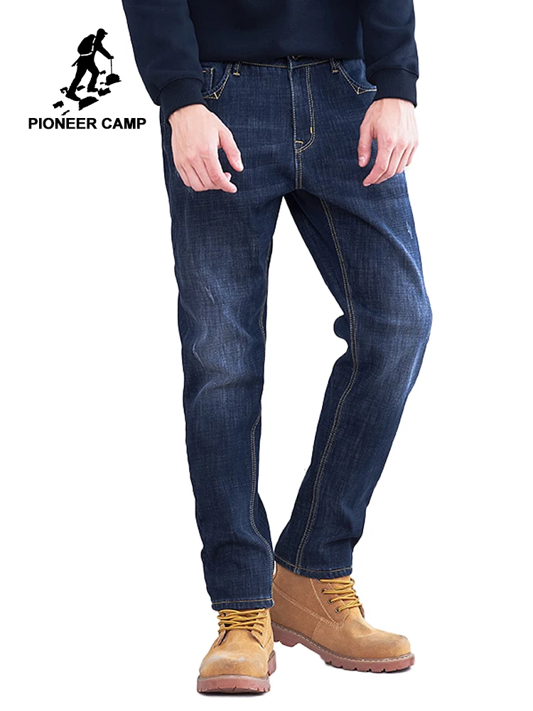 Джинсы Pioneer Camp мужские зимние плотные с флисовой подкладкой темно синие|Джинсы| |