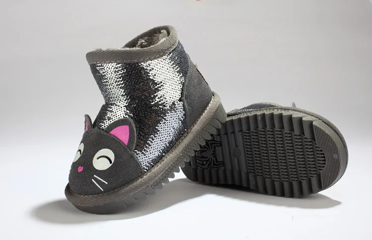 Новинка года; зимние детские ботинки для девочек с блестками; детская обувь с высоким берцем; теплые плюшевые ботинки для малышей