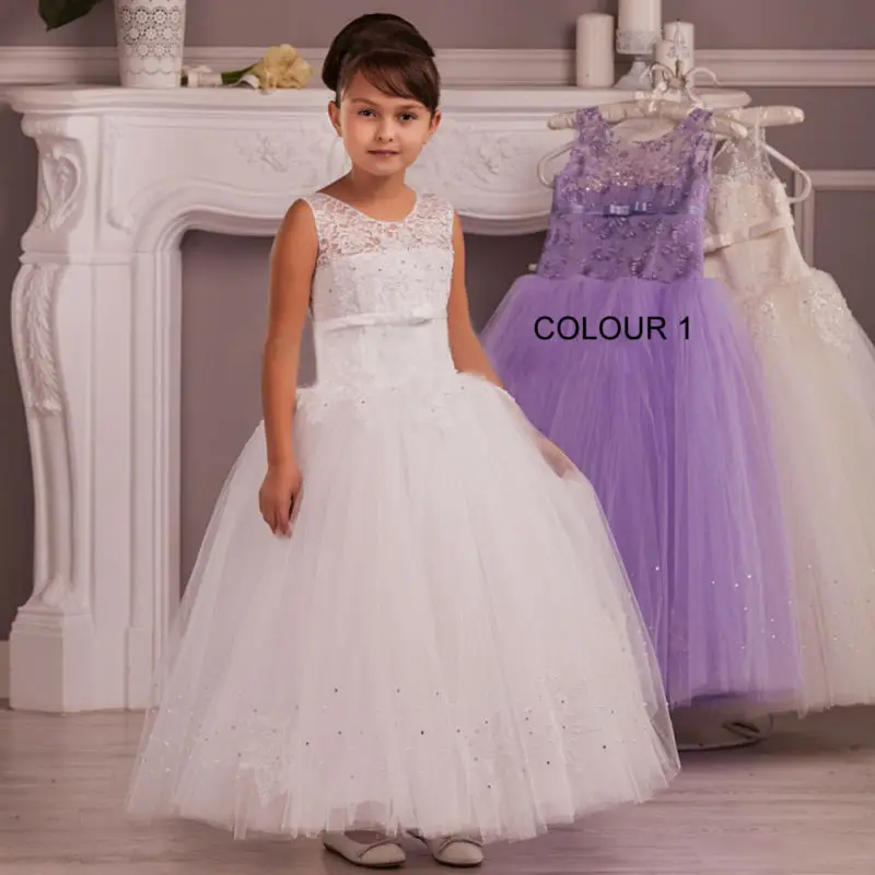 

2017 Pageant Dresses for Girls Glitz Ball Gown Kids Beauty Dresses Ankle-Length Flower Girl Dress Lace Mother Daughter Dresses