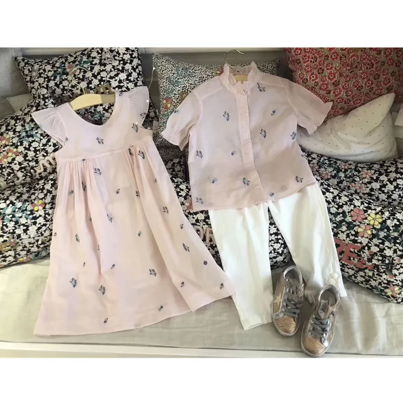 Летнее Длинное платье для маленьких девочек, розовое платье с цветочной вышивкой, милые платья для маленьких девочек