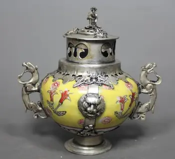 

CHINESE OLD PORCELAIN HANDWORK PAINTING DRAGON INCENSE BURNER