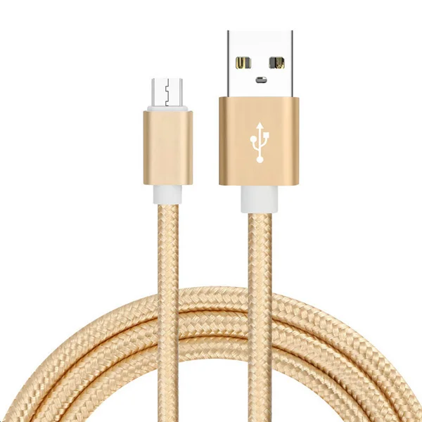 Кабель USB с нейлоновым покрытием, кабель для зарядки, кабель для передачи данных, кабель синхронизации для iPhone Lighting type C Android, мобильный телефон 1 м/2 м/3 м - Тип штекера: Gold
