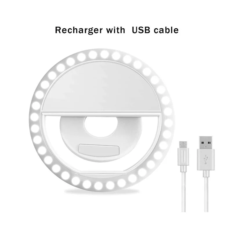 Usb شحن Selfie حلقة Led الهاتف ضوء مصباح الهاتف المحمول عدسة LED Sefie مصباح حلقة فلاش العدسات ل فون سامسونج