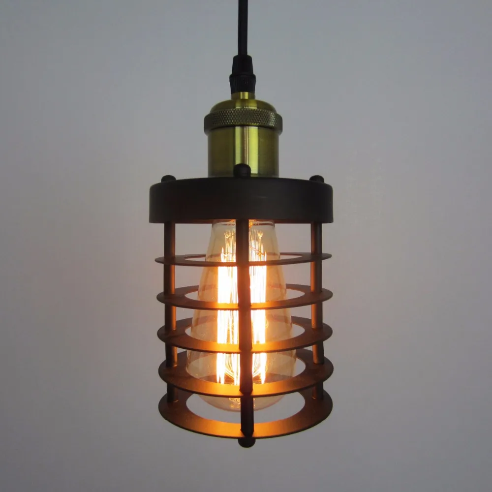 Винтаж клетка E27 подвесной светильник Утюг промышленного ветер Стиль подвесной светильник для ресторана Гостиная спальня Подвеска