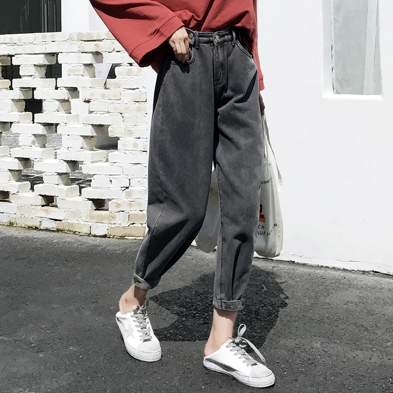 New Arrived Spring Boyfriend Jeans Women High Waist Loose Mom Jeans Lady Casual Harem Pants Plus Size