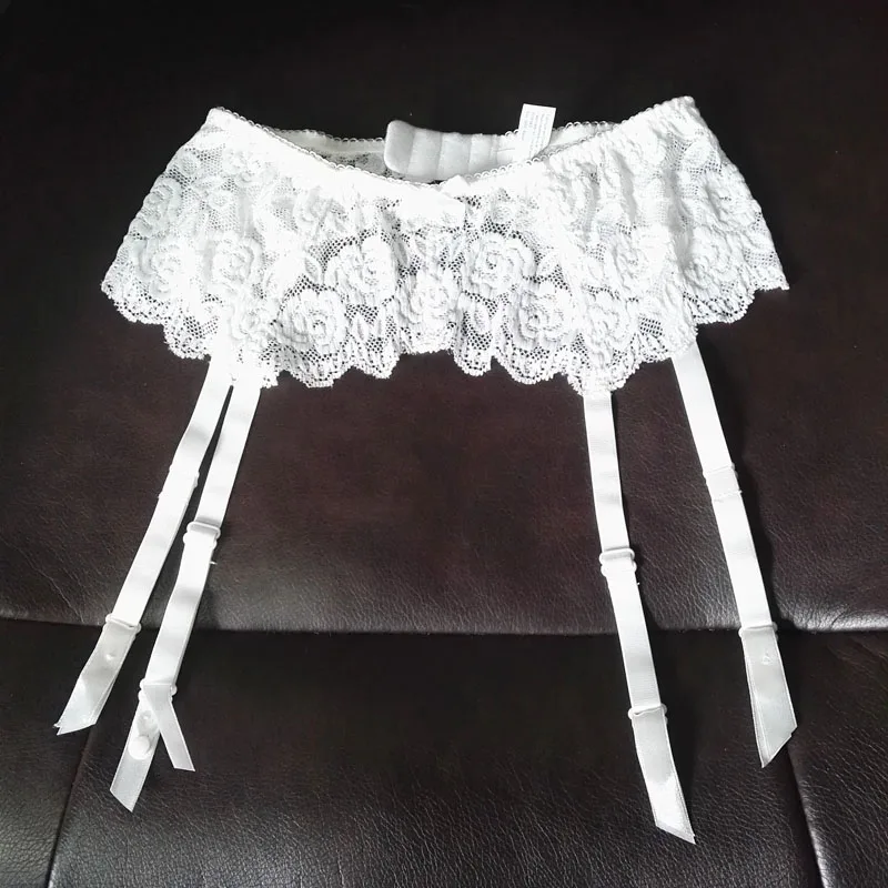 

Sexy Women White Lace Mesh Cotton Embroidery Rose Floral Garter Belt Wedding Bridal Garter Buckle Suspender Straps for Stocking