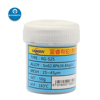 

Lead-Free Solder Paste XG-525 183℃ Repair Solder Paste Sn63/Pb37 25-45um for iPhone Mobile Phone BGA IC Chip Reballing Flux 50g