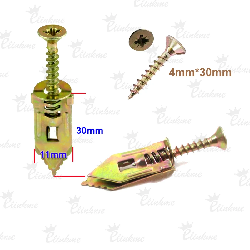 100 шт./лот, молоток в металл гипсокартона полости стены крепления вилки с 4*30 мм шурупы дюбеля