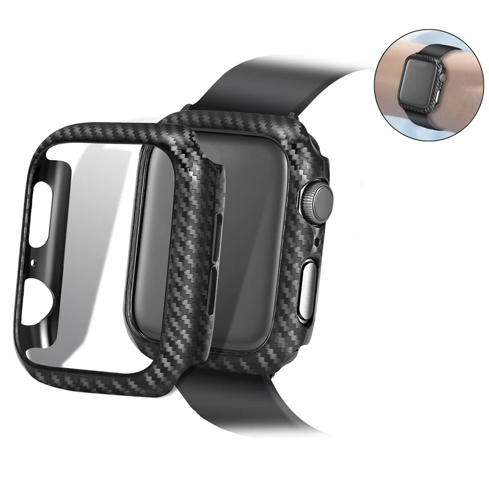 Углерода Защитный чехол для Apple Watch серии iPhone SE/6/5/4/3/2 тонкий прикрепляющийся к