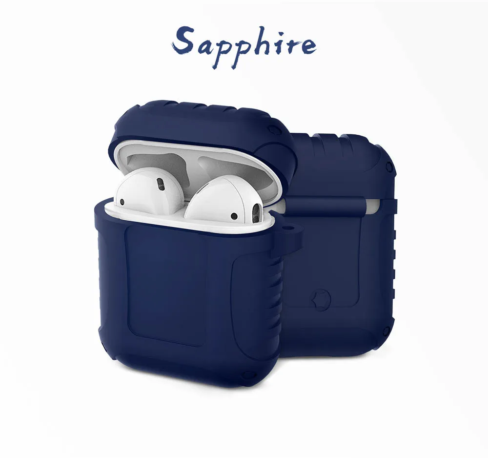Силиконовый наушник чехол для Apple AirPods чехол для крышки корпуса ударопрочный защитный рукав истинный беспроводной bluetooth чехол для наушников - Цвет: Navy