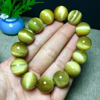 

Natural Gold Tiger's Eye Gemstone Bracelet Round Beads AAA 16mm