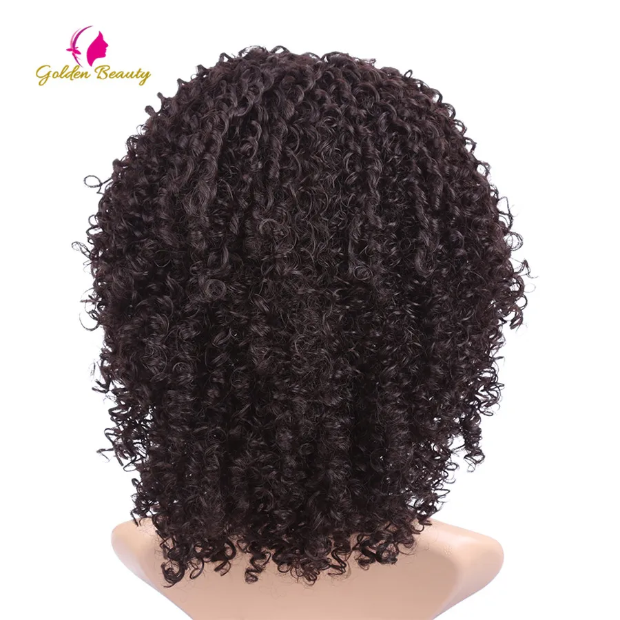 Золотой красота 14 дюймов кудрявый синтетический парик на фронте шнурка короткие волосы афро v-вырез прически для черных афроамериканские парики