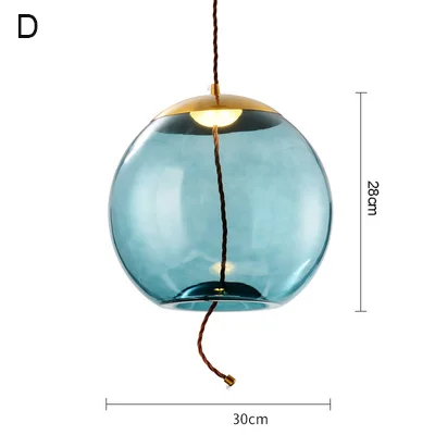 Минималистичный креативный стеклянный светодиодный светильник-люстра дизайнерское освещение для гостиной кофейная барная модель столовая лампа - Цвет абажура: D-blue