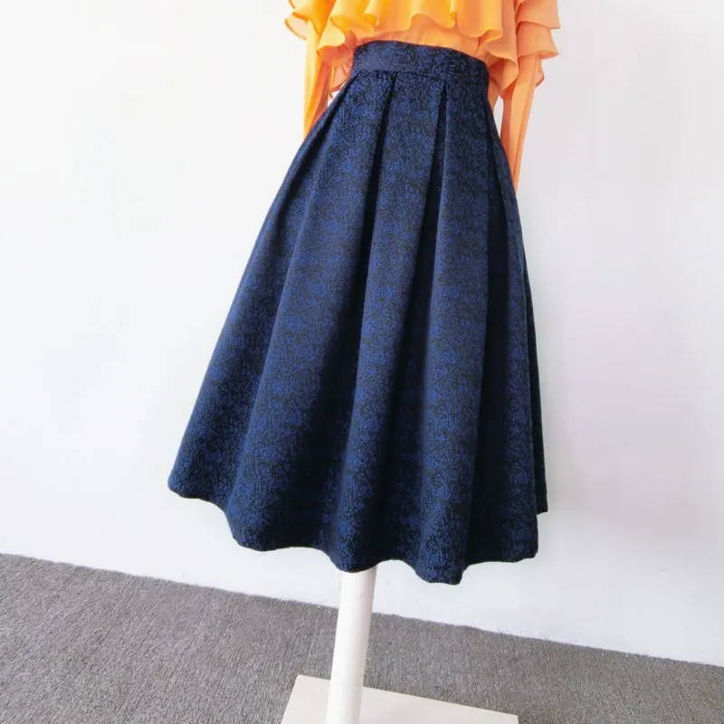 

Spring Autumn Women Pure Color Middle Long Woolen Umbrella Skirt Free Shipping XHSD-3192