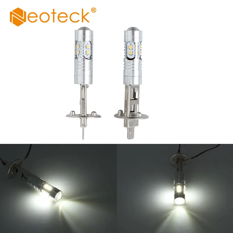 

Neoteck 2pcs H1 50W High Power LED White Fog Light Daytime Bulb For 12V car SMD 2323 Cree Headlight Light Driving Fog Lampdas