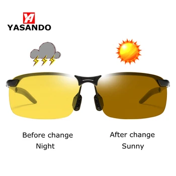 

YASANDO Photochromism Polarized Sunglasses Men Day and Night vision Glasses Alloy Frame Male Classic Driver Eyewear GS3043