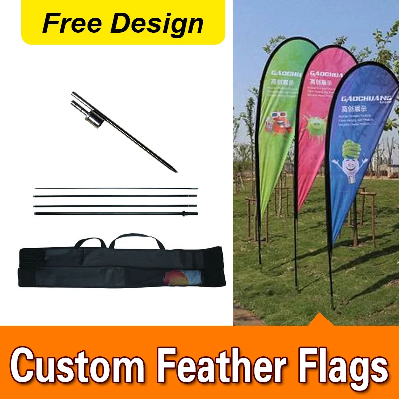

Free Design Free Shipping Double Sided Inground Spike Teardrop Flags Banners Signs Advertising Open Feather Flags Vertical Flag