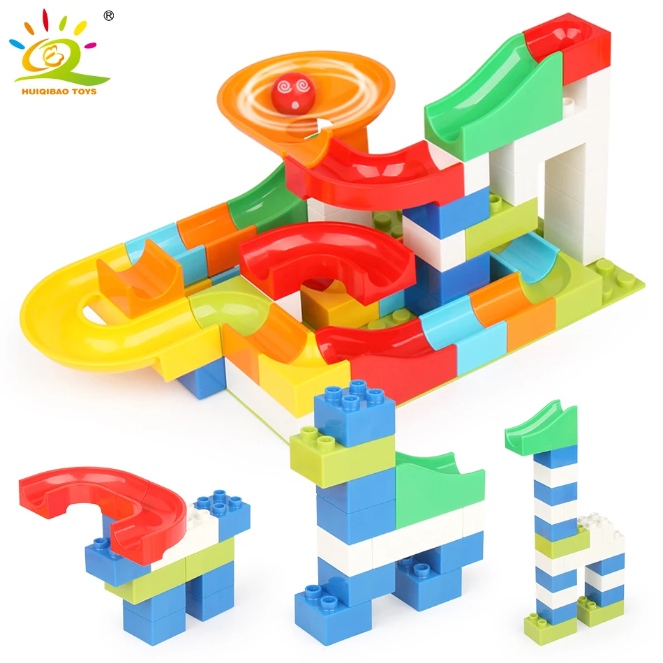 104+PCS Marble Race Run Maze Ball Track Building Blocks Compatible