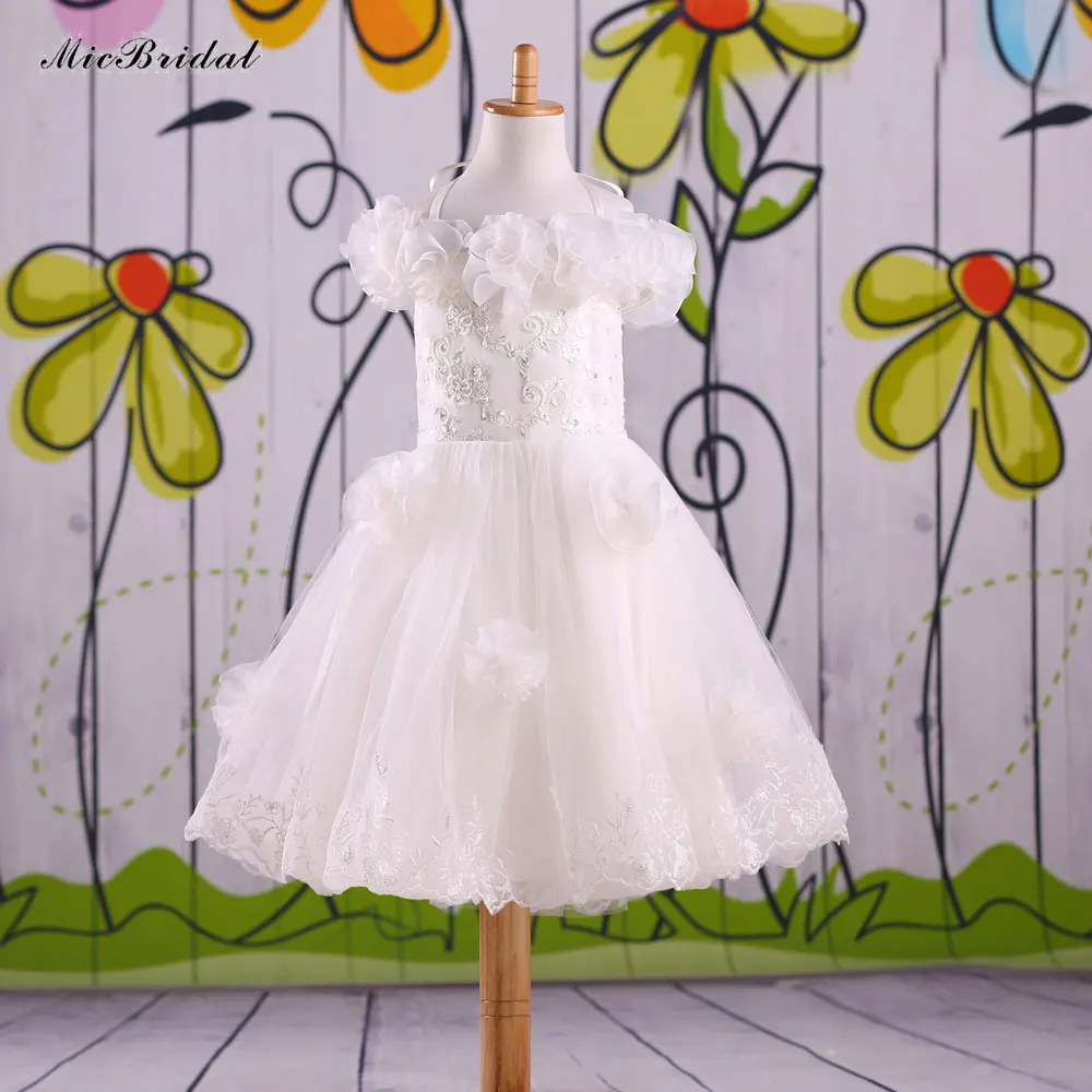 Высокое Качество Кружева Цветок Девочки Платья Для Свадеб Маленькие Элегантное