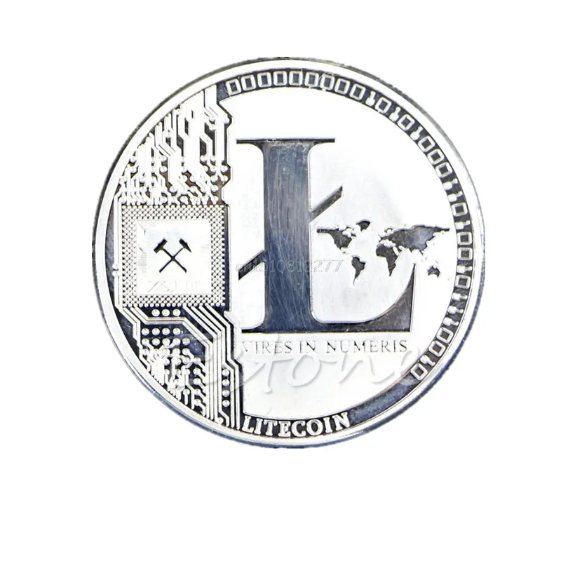 Памятные монеты посеребренные 25 LTC Litecoin Vires в цифрах медальон Новая монета