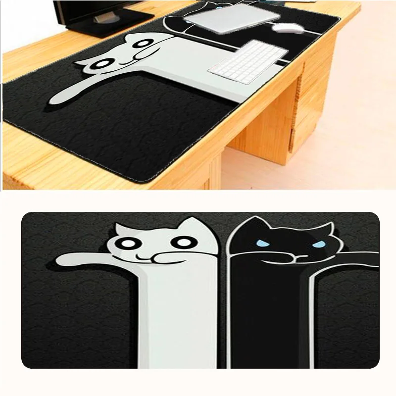 

Mairuige 2017 Professional Computer Game Mouse Pad Black White Cat Series 800x300mm Mousepad Grange with Edge Locking for Cat