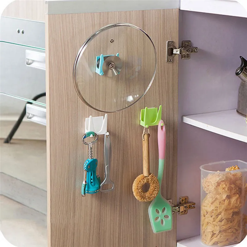 

2pcs Wall Housekeeper Plastic Kitchen Pot Pan Cover Shell Cover Sucker Tool Bracket Storage Organizer Rack Hanger Dropshipping