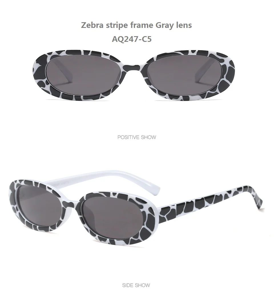 Для женщин Мода Лето Уникальный Цвета Малый овальные очки Личность Сексуальная Уютный оттенки солнцезащитные очки UV400 oculos-де-грау - Цвет линз: AQ247-C5