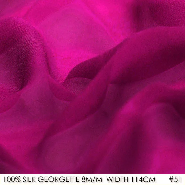 Silk Georgette 114cm Width 8momme 100 Pure Fabric Silk Georgette 114cm Width 8momme 100 Pure Fabric Manufacturer Direct Dark Hotpink No 51