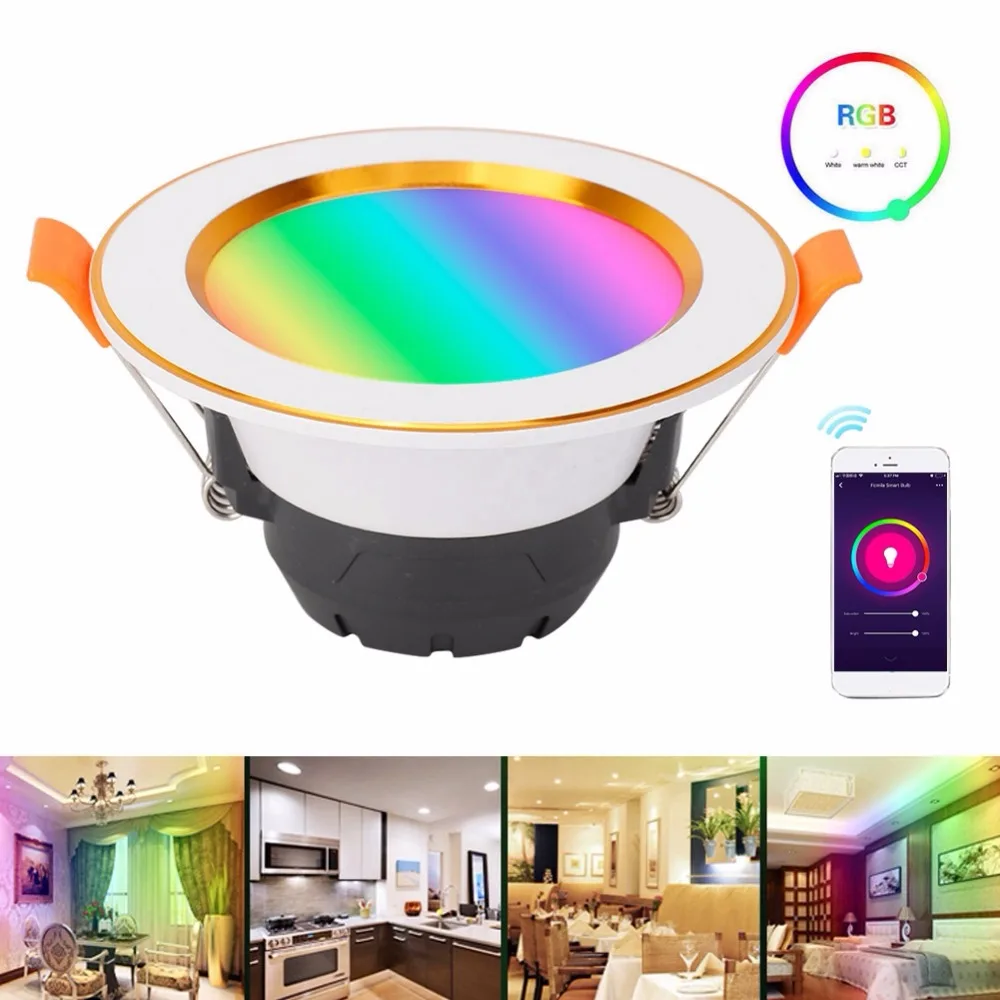 AC 85-265 в 7-9 см 7 Вт RGB + Вт подсветка умного Wi-Fi светильник голосовое приложение управление лампа