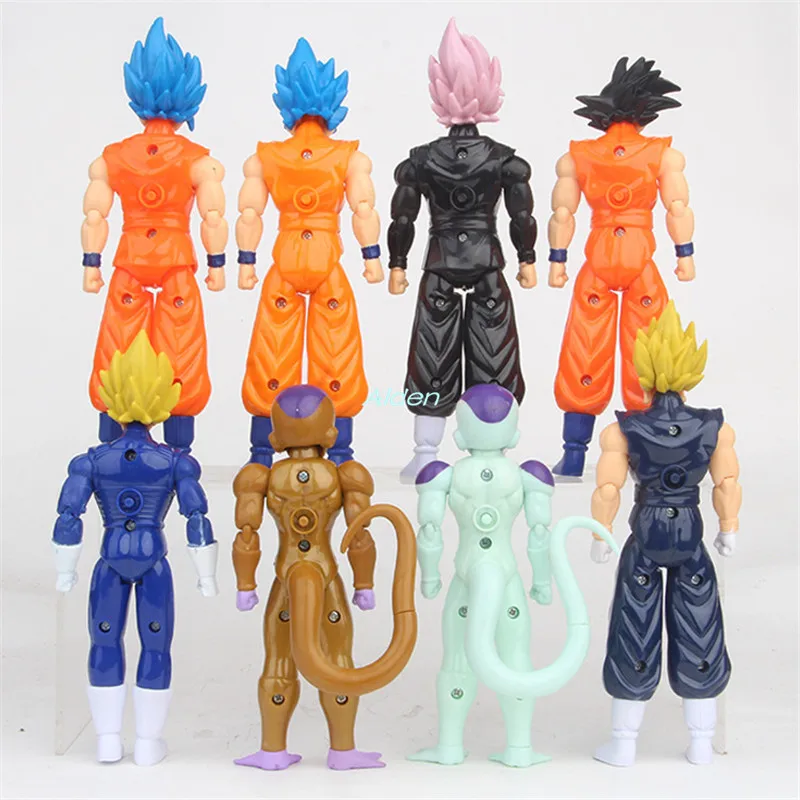 8 шт./компл. Dragon Ball флэш золото Frieza синий волосы Гоку Вегета ГОКу черный ПВХ фигурку Коллекционная модель игрушки OPP 18 см B925