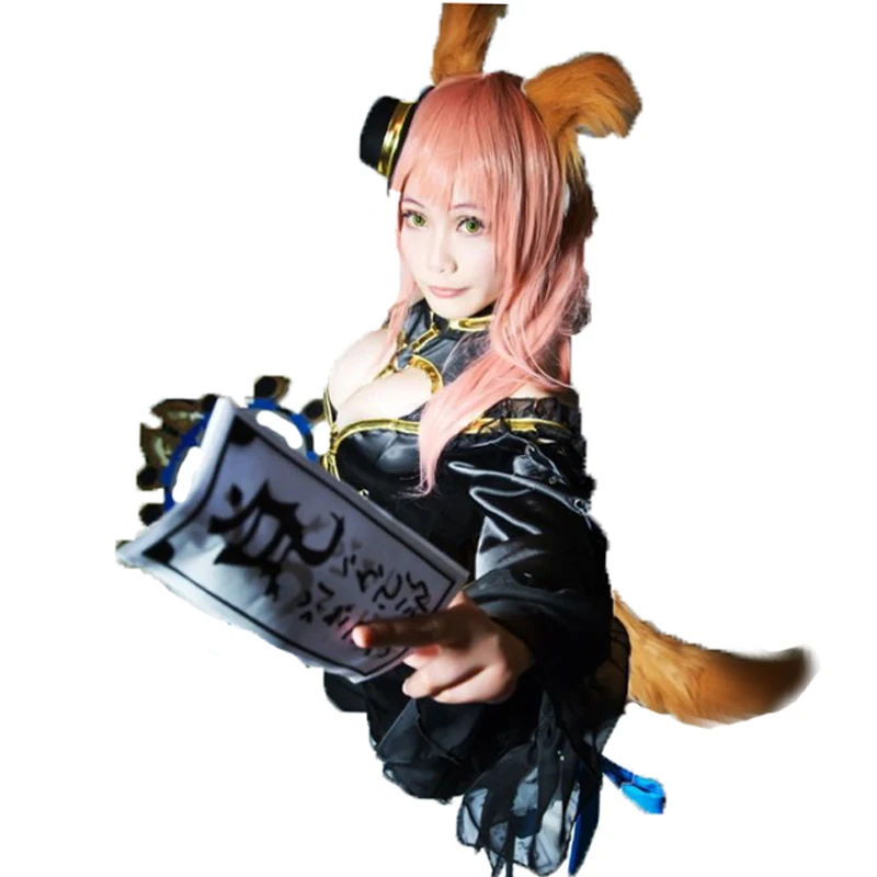 Аниме! Fate/Extra CCC Caster tamamo no Mae черная Готическая униформа косплей костюм для женщин