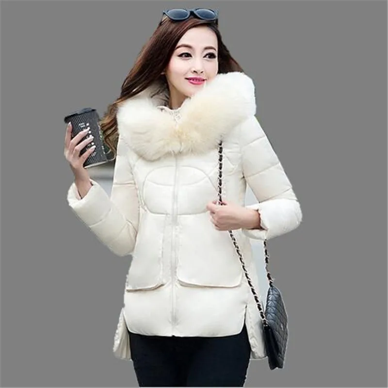 Women Jacket Coat 2016 New Winter Thicken Fur Collar Cotton Jacket Big Yards Hodded Padded Jacket