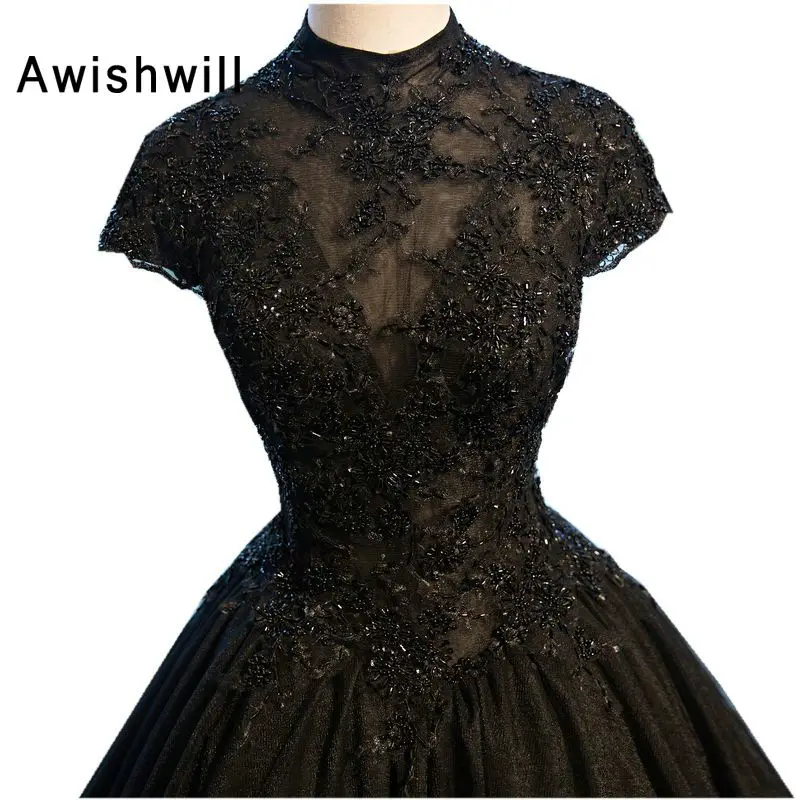 Реальное фото черное официальное вечернее платье для вечерние Пышное Бальное