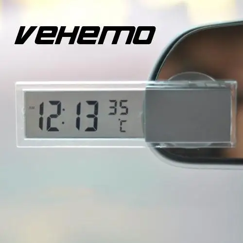 

Vehemo Digital LCD Clock Thermometer With Suction Cup Auto Car Vehicle Monitor