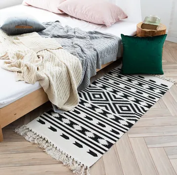 

Retro kitchen Carpet For Sofa Living Room Bedroom Rug Cotton Tassels Yarn Dyed Table Ruuner Bedspread Tapestry Home Decoration